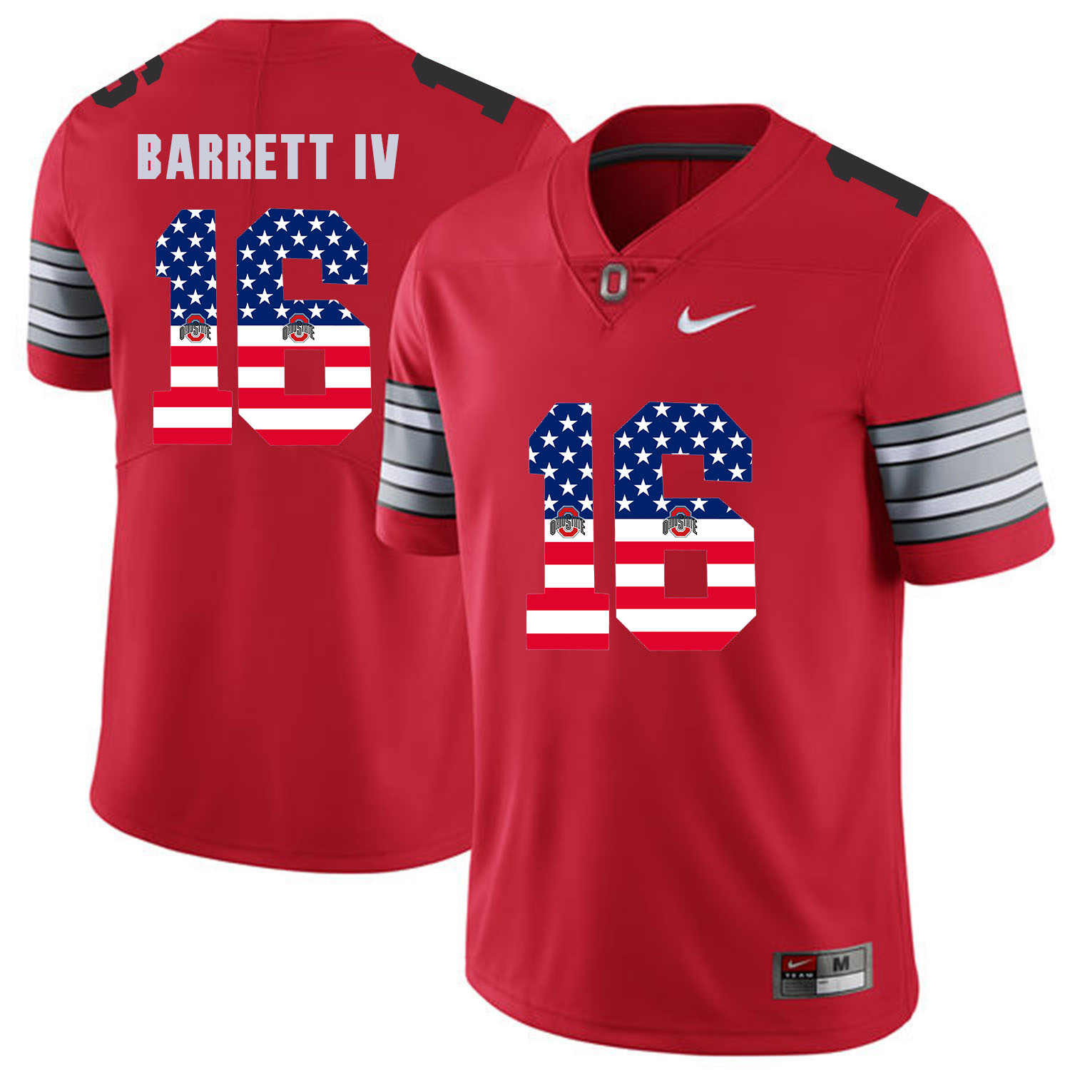 Men Ohio State #16 Barrett iv Red Flag Customized NCAA Jerseys